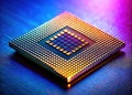 Unveiling the Microcosm of Modern Computing A Closeup of a Sleek Processor Chip on a Minimalist Background