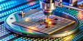 Unveiling the Microcosm of Processor Chip Fabrication Intricate Circuit Patterns on a Silicon Wafer
