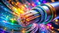 Unveiling the Microscopic Wonders of Fiber Optic Cable Core Cladding and Light Transmission Royalty Free Stock Photo