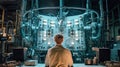 Unveiling Nuclear Technology, Scientists Research at the Control Panel of a Reactor Core, Generative AI Royalty Free Stock Photo