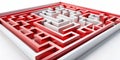 Unveiling the Path to Success A Strategic Journey Through a White Labyrinth with a Bold Red Thread Royalty Free Stock Photo