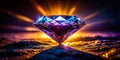 Unveiling the Raw Beauty A Dramatic Silhouette of a Textured RoughCut Diamond Captured in Striking Light Royalty Free Stock Photo
