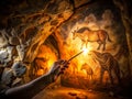 Unveiling the Secrets of Prehistoric Art A Deep Dive into Cave Painting Creation in a LowLight Setting Royalty Free Stock Photo