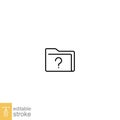 Unverify document folder line icon. FAQ folder with question mark Royalty Free Stock Photo