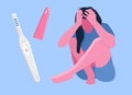 Sad woman depressed and desperate because of a positive pregnancy test.Miscarriage,upcoming abortion.