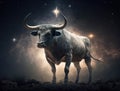 An unwavering Taurus radiating stability and power under the stars. Zodiac Astrology concept. AI generation