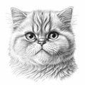 Unwind with an Artistic Persian Cat Coloring Page - Detailed Feline Sketch