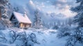 Unwind in a dreamy winter retreat featuring a charming snowcovered landscape and a soundtrack of soothing winter