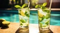 Unwind with an iced mojito poolside, the embodiment of summer vacation bliss.