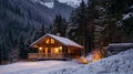 Unwind and relax in a cozy alpine cabin where the only sounds youll hear are the gentle rustling of trees and your own Royalty Free Stock Photo