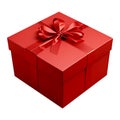 Red gift box with ribbon and bow on transparent background, Christmas concept Royalty Free Stock Photo