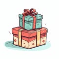 Unwrapping a Festive Surprise: A Colorful Closeup of Stacked Box Royalty Free Stock Photo