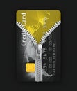 Unzipped credit card Royalty Free Stock Photo