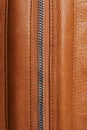 Unzipped line on brown leather