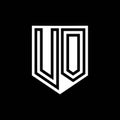 UO Logo monogram shield geometric black line inside white shield color design