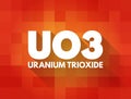 UO3 - uranium trioxide acronym, abbreviation concept background