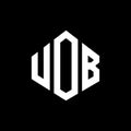 UOB letter logo design with polygon shape. UOB polygon and cube shape logo design. UOB hexagon vector logo template white and Royalty Free Stock Photo