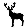 Black Silhouette Of Seamless Deer. Forest Cartoon Animal. Isolated Stag Drawing