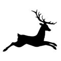 Black Silhouette Of Seamless Deer. Forest Cartoon Animal. Isolated Stag Drawing