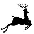Black Silhouette Of Seamless Deer. Forest Animal. Isolated Stag Drawing