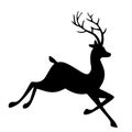Black Silhouette Of Seamless Deer. Forest Animal. Isolated Stag Drawing