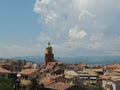 Up above view to Saint-Tropez, France, amazing look to the Church of Our Lady of the Assumption