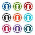 Up arrow icon flat round buttons set illustration design Royalty Free Stock Photo