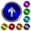 Up arrow luminous coin-like round color buttons