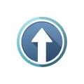 Up Arrow Pointing in Blue Circle with Subtle Shadow Emphasizing Direction and Navigation Royalty Free Stock Photo