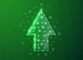 Up arrow polygonal symbol with binary code background. Growth concept design illustration. Green Business goal low poly Royalty Free Stock Photo