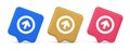 Up arrow round border button cyberspace navigation pointer 3d realistic speech bubble icon