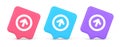 Up arrow round border button cyberspace navigation pointer 3d realistic speech bubble icon