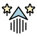 Up arrow and stars icon color outline vector Royalty Free Stock Photo