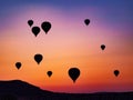 many balloons great and small in dawn flight Royalty Free Stock Photo