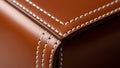Up of brown leather stitching showcasing a corner with precise Royalty Free Stock Photo