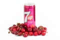 7up cherry isolated on white background with fresh fruits