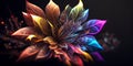 Up close flower Bright colors golden particles unrealistic Generative AI