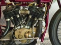 Up-close image of a 1928 Indian motorcycle engine