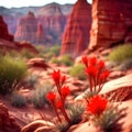 up close macro style photograph of the red indian desert paintbrush flower Royalty Free Stock Photo
