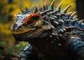 Up Close and Personal: The Mesmerizing Spikes of a Lizard in the Royalty Free Stock Photo