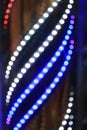 Up close picture of a led spinning barber\'s pole