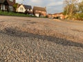 Up close picture of pot hole in a road Royalty Free Stock Photo