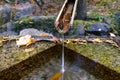 Up close shot on a bamboo fountain. Royalty Free Stock Photo