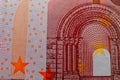 An up-close shot of the microprinting on a 10 ten Euro banknote, highlighting the advanced tamper-proof technology used Royalty Free Stock Photo