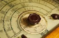 Up close vintage SHORTWAVE  radio tuning dial and scale Royalty Free Stock Photo