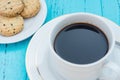 Up of coffee and biscuit with seasame Royalty Free Stock Photo