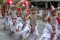 Up Country Dancers perform along a street of Kandy in Sri Lanka during the Day Perahera.