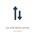 Up and down arrow icon vector. Trendy flat up and down arrow icon from user interface collection isolated on white background.