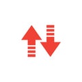 Up-Down Arrow Red Icon On White Background. Red Flat Style Vector Illustration Royalty Free Stock Photo