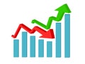 Up and down arrows.Business growth and loss concept vector.